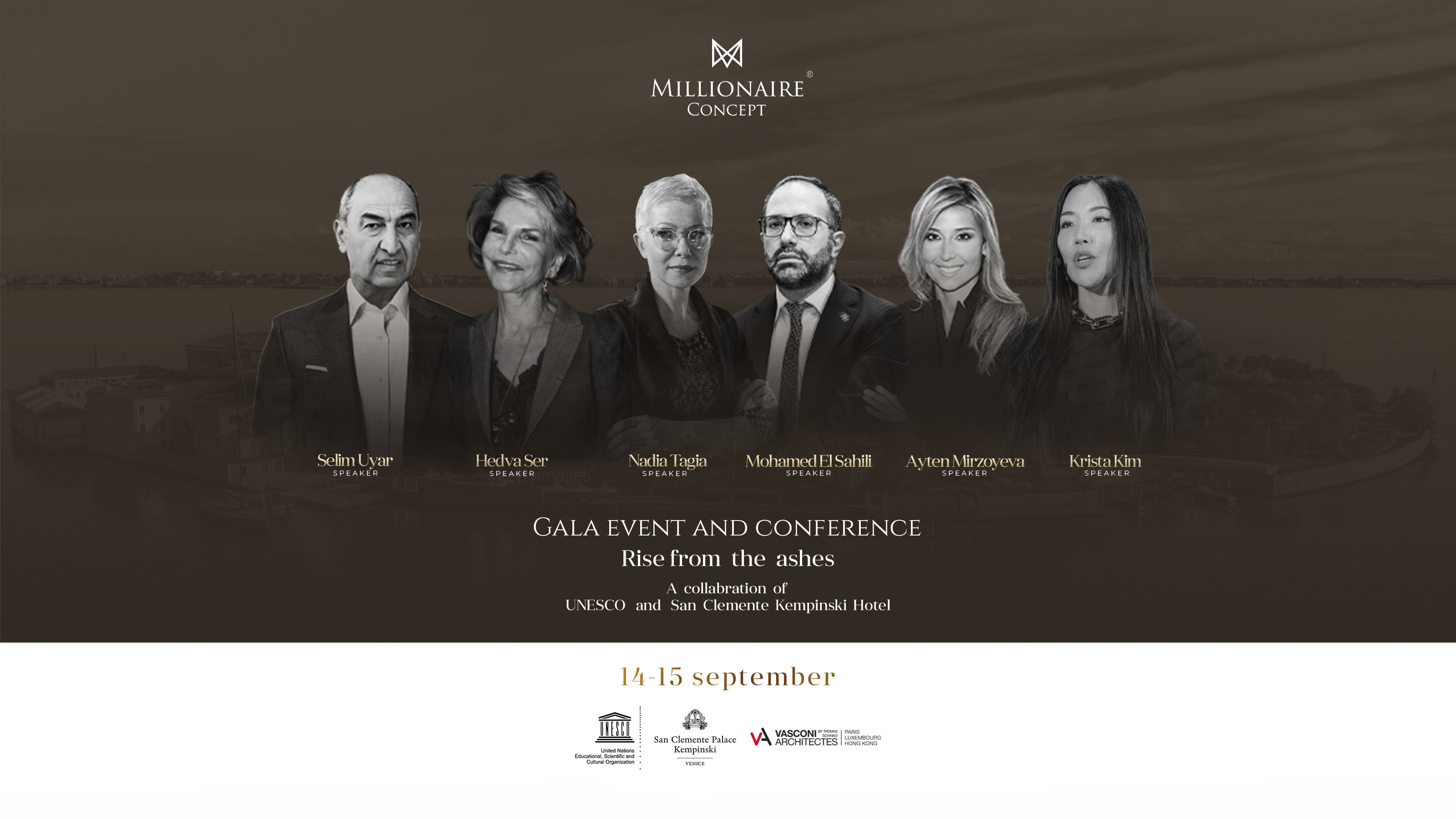 The global Rise from the ashes event will be held by UNESCO, San Clemente Kempinski and Vasconi Architects in Venice